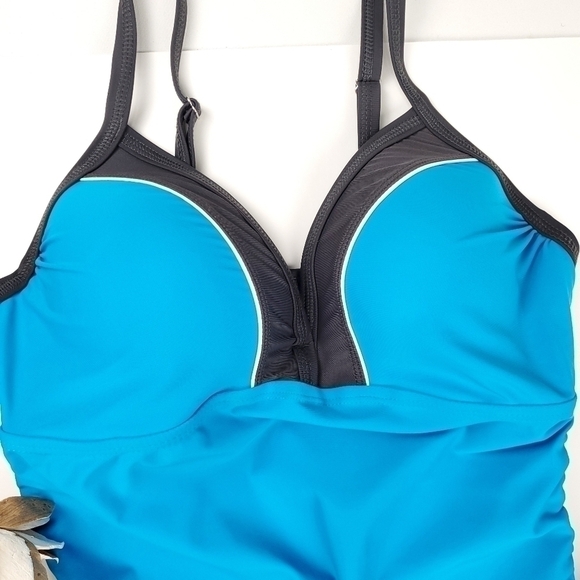 New Free Country Blue Blk Cinch Side Swim Sz 8-10 - Picture 10 of 11